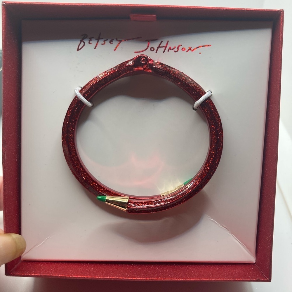 BETSEY JOHNSON Christmas Red & Green Back to School Hinged Pencil Bracelet NWT
